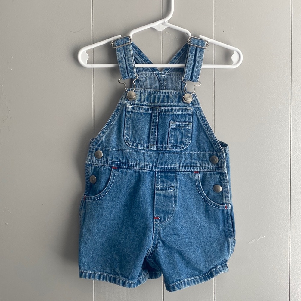 Baby Gap Denim Overalls Shorts Blue Jean Size 3-6 Months